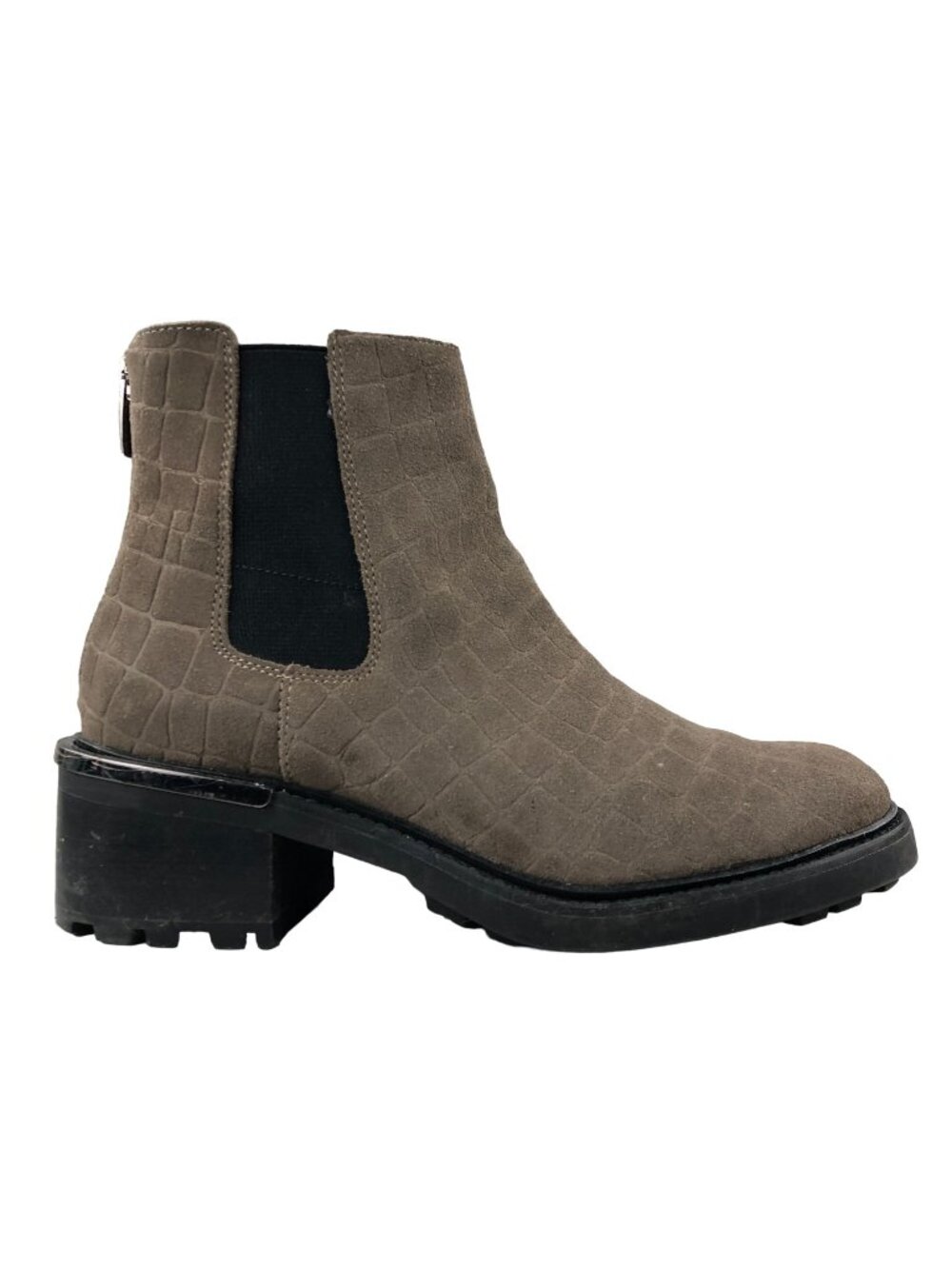 Vince Camuto Women's Size 7.5W Kelivena Brown Suede Croc Chelsea Ankle Boots